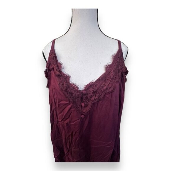 🆕 NWT torrid 4 Red Brown Ava Stretch Challis Lace Trim Cami 26 28 4XL XXXXL - Picture 9 of 12